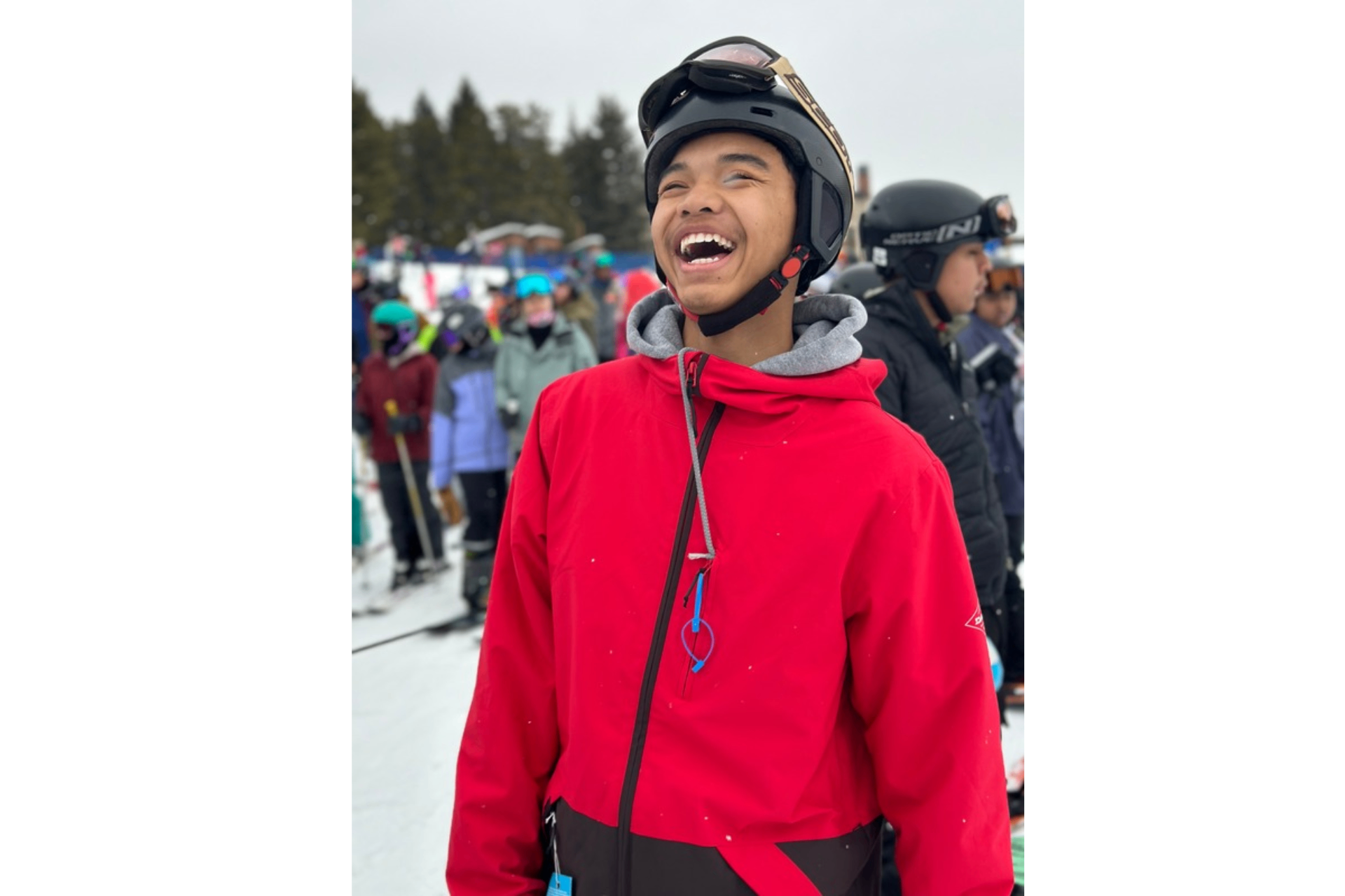 UpLift student laughing on a ski day